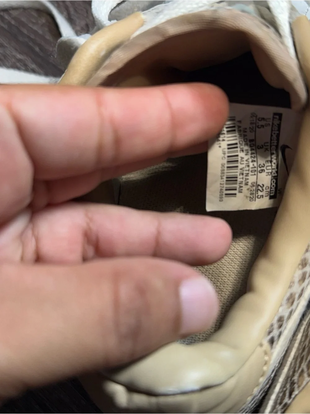 Nike Beige and White Low-Top Sneakers